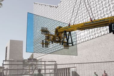 The Heavydrive vacuum suction system with counterweight system also enables the controlled handling of damaged glass elements. Image rights: Heavydrive.com