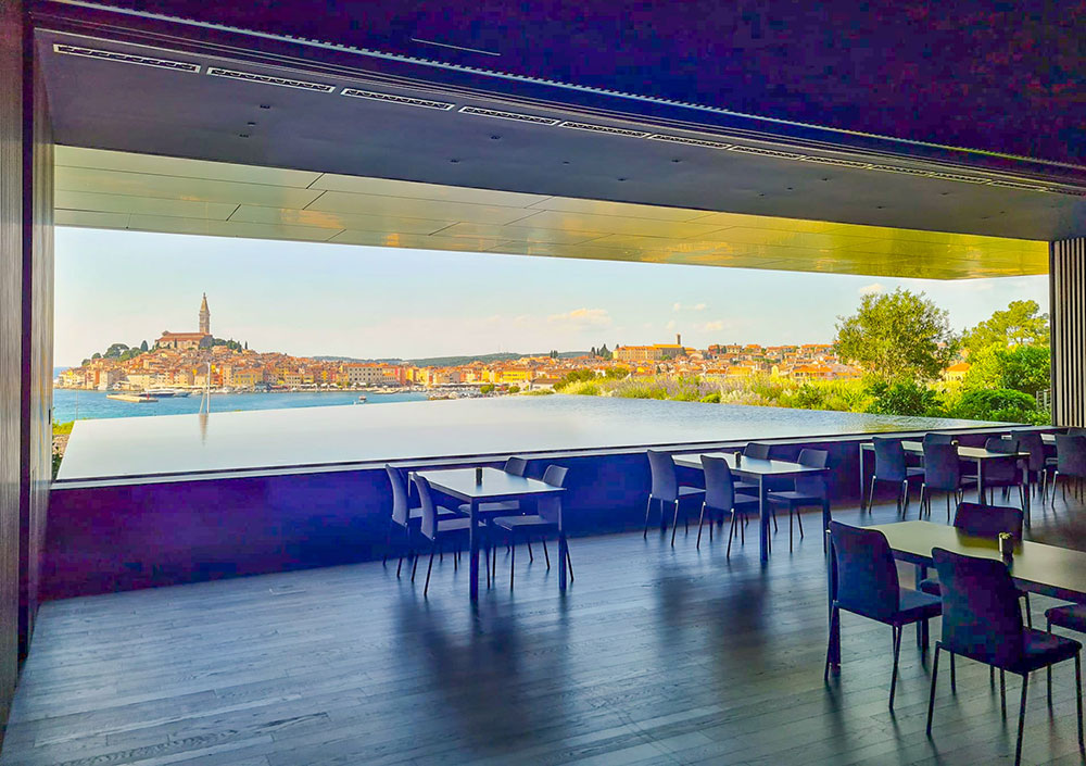 Breathtaking view through the window set by Heavydrive from the Grand Park Hotel in Rovinj