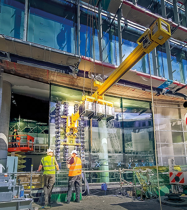 Façade assembly on the Earlsfort Terrace office building in Dublin