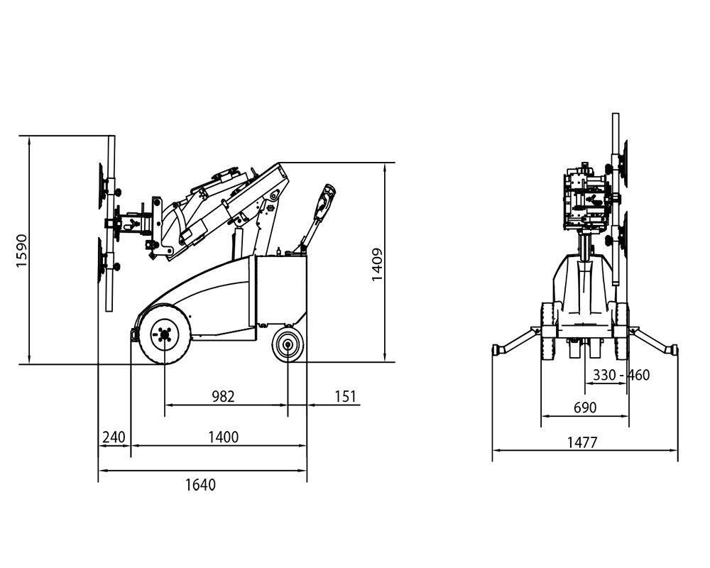 GMG 400 glass assembly equipment with a capacity of 460 kg | GMG 400 glass handler with 460 kg load capacity