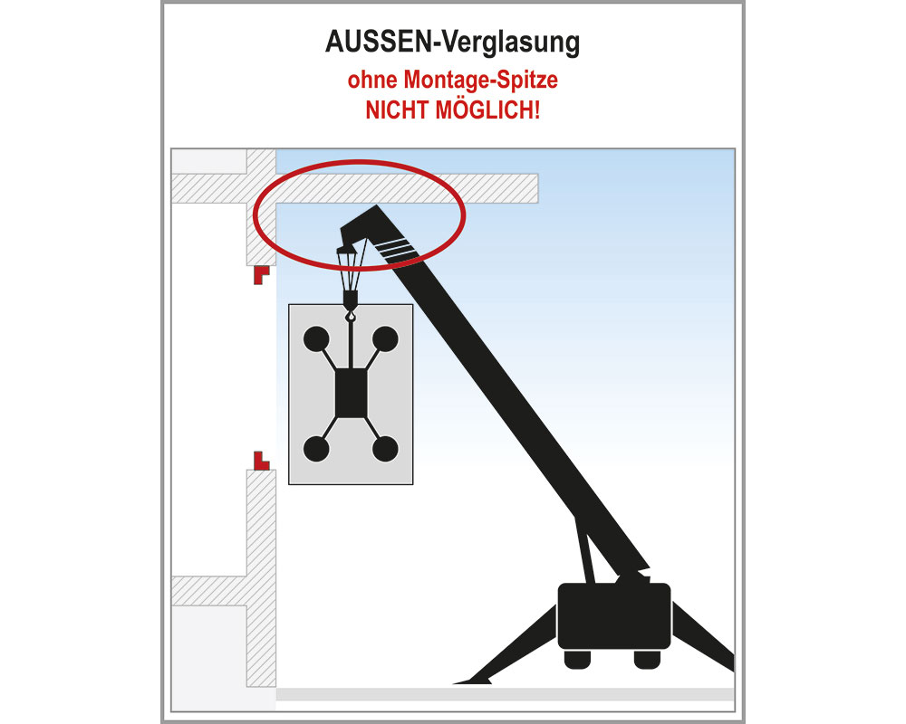 Outdoor glazing with assembly lift | Outdoor glazing with assembly lift